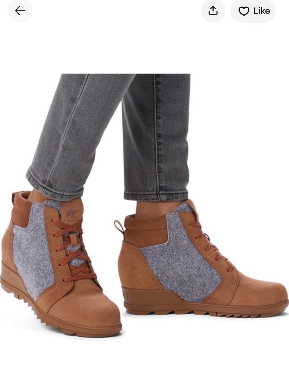 Sorel Evie Wedge Lace Up Ankle Boots